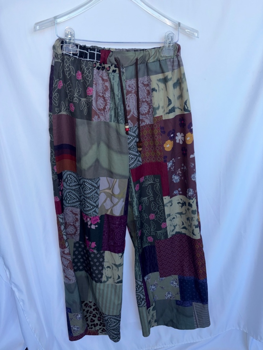 Romwe Boho Patchwork Wide Leg Festival Flowy Palazzo Pants Size 6, 28”inseam